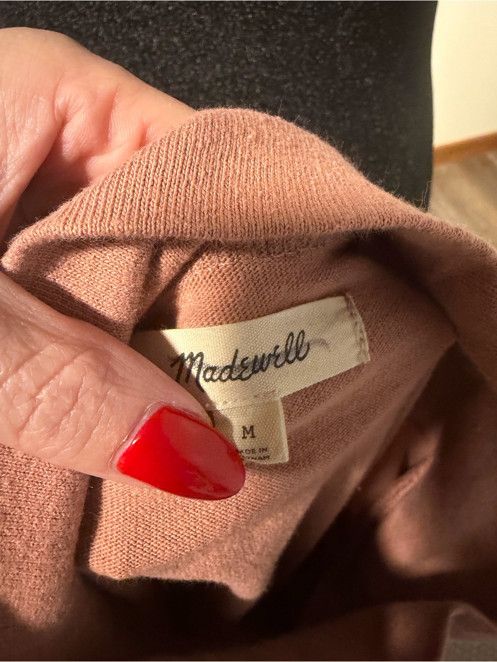 Madewell Dusty Rose Button Sleeve Turtleneck Sweater Top Medium - Picture 4 of 4
